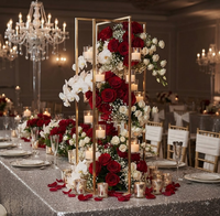 Moderner Geometrischer Luxus Metall-Blumenständer Glasbecher Bodenstehende Säule Gold Silber Umweltfreundliche Hochzeits- und Partydekoration