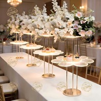 Support à gâteau en acrylique et fer à deux niveaux, décoration florale, centre de table de mariage, support à fleurs en métal DIY