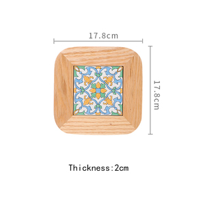 Posavasos Cuadrado de Porcelana con Diseño de Madera de Acacia, Alfombrilla Aislante de Calor para Ollas y Platos Calientes de Cocina - Product Image 4