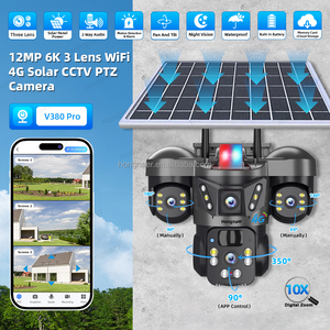 Hongnaer 12MP 3 Lens güneş enerjisi kablosuz gözetim Video PTZ kamera Pro Pro WiFi 4G Sim kart güvenlik <span class=keywords><strong>CCTV</strong></span> 4G güneş kamera - Product Image 2