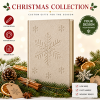 Carnet A5 personnalisé de Noël en papier recyclé avec motif flocon de neige, couverture rigide, gaufrage à sec, 80 feuilles, marque-page ruban