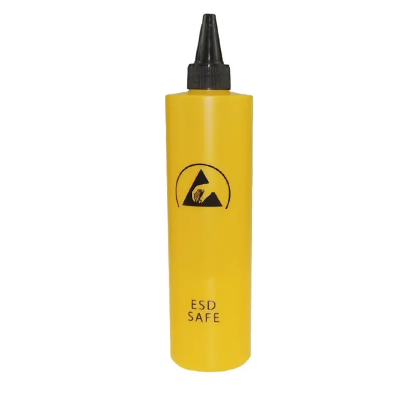 Distributore di solvente in plastica antistatico per flacone liquido ESD giallo da 250 ml 8.5 oz con punte degli aghi