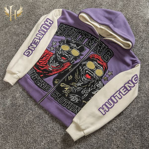 Guangzhou Huiteng Custom <strong>Clothing</strong> Manufacturers French Terry Cotton 500gsm Heavyweight Large DTG Printing Zip up Men Hoodie - Product Image 3