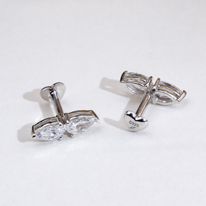 ต่างหูเพชรทรงลูกแพร์เงินแท้ S925 รุ่น MSE-933 จาก Messi Jewelry สำหรับผู้หญิง - Product Image 3