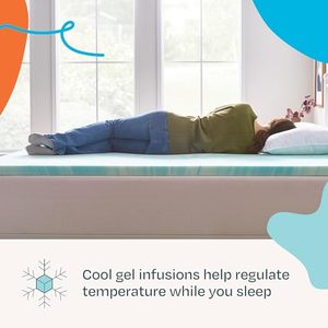 Cubrecolchó<span class=keywords><strong>n</strong></span> de Espuma Viscoelástica con Gel Refrigerante de 2/3/4 Pulgadas, con Infusió<span class=keywords><strong>n</strong></span> de Gel y Alivio de Presió<span class=keywords><strong>n</strong></span> - Product Image 2