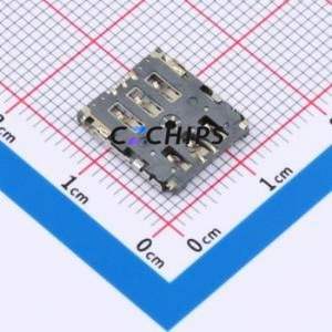 SIM303-GZ6P SIM Card Connector SMD Connector Flip Cover Type Nano SIM Card Card Holder No Card Detection - Product Image 2