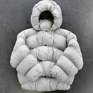 عالية الجودة للغاية الوزن الثقيل Gsm الشتاء الدافئ المتضخم مطوي بغطاء الرأس سحاب يصل عادي الشتاء مصمم الشارع الشهير - Product Image 3