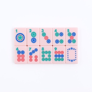Juegos de <span class=keywords><strong>Mahjong</strong></span> Americanos Serie Texas, <span class=keywords><strong>Mahjong</strong></span> con Estilo Lone Star |   Fichas de <span class=keywords><strong>Mahjong</strong></span> Pintadas a Mano, Color Rosa Rodeo, 160 Piezas, para Viaje - Product Image 2