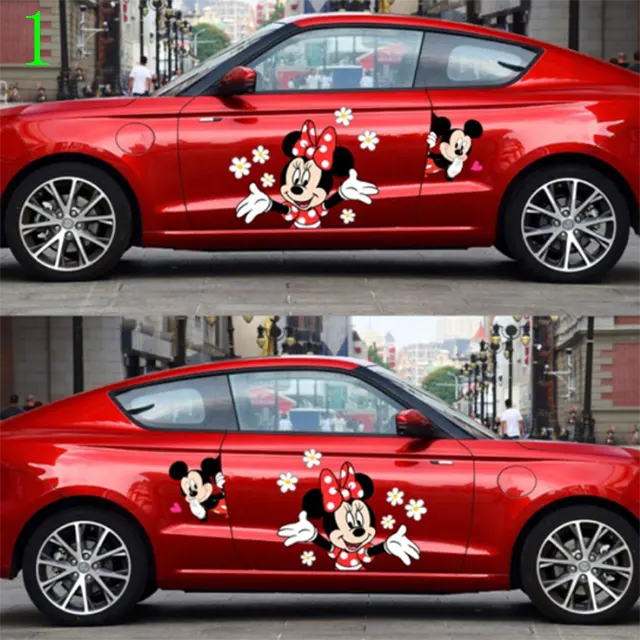 Stiker Decal Kartun Mobil Mickey dan Minnie, Stiker Decal Otomatis Kreatif, Kaca Spion Mobil, Pola Bumper Mobil Kreatif Vinil untuk Mobil