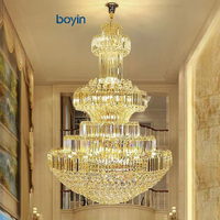 Lustre moderne en cristal pour hall d'hôtel, villa, grands lustres de plafond, luminaires suspendus de luxe, décoration intérieure, escalier
