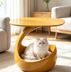 2 in 1 Pet Furniture Side <b>Table</b> Enclosed Cat Bed <b>End</b> <b>Table</b> with Modern Glossy Design Decorative Accent Nightstand with <b>Storage</b> - Product Image 1