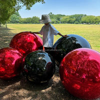 Boule miroir gonflable géante noire, grosses boules brillantes, sphères métalliques chromées réfléchissantes, ballons pour décorations de fêtes de mariage