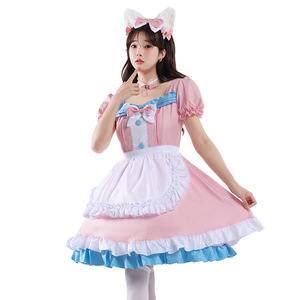 Costume de demoiselle d'honneur, robe rose et bleue avec nœud pour cosplay, jeu de rôle anime - Product Image 3