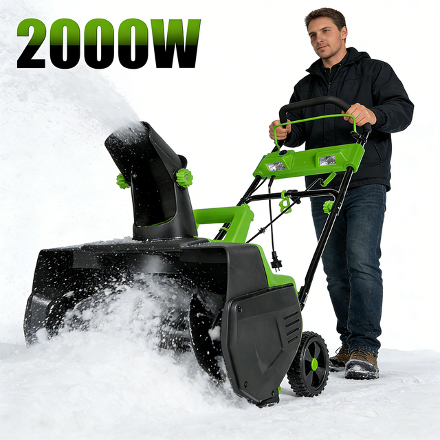 VERTAK 2000W Electric Snow Thrower Winter Snow Removal Tool Corded Electric Snow Blower for Home Snow Removal