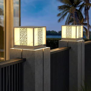 Lampe solaire à pilier 12W tout en cuivre, étanche, nouveau style chinois, pour portail extérieur, clôture, villa - Product Image 3