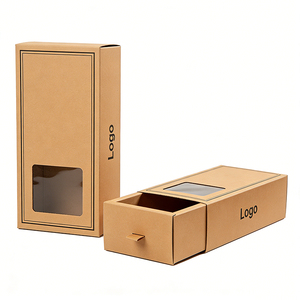 Kraft Paper Drawer Cookie <b>Boxes</b> With Window Custom Logo Four-Color Printing Recyclable Food Grade Packaging Recycled Materials - Product Image 3
