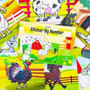 Libro de pegatinas para colorear sin ensuciar para niños y niñas, 12 piezas, actividades, arte, regalos de cumpleaños, manualidades, animales de granja, manualidades con láminas para niños - Product Image 4