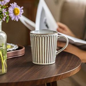 แก้วกาแฟเซรามิกดีไซน์ใหม่สไตล์ยุโรป ลายนูนลายเส้นสีขาว วินเทจ ใช้กับเครื่องล้างจานและไมโครเวฟได้ เหมาะสำหรับเป็นของขวัญ - Product Image 6