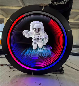 Letrero publicitario LED de neón con logotipo 3D redondo grande personalizado, espejo infinito RGB, patrón de impresión UV de astronauta, caja de luz para letrero de tienda - Product Image 6