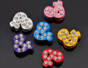Breloques à glissière en cristal coloré pour bracelet en cuir de 8MM, bijoux en émail A-Z 26, breloques à glissière avec cœur et nœud étoile - Product Image 5