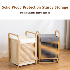 Có thể gập lại bán buôn hộ gia đình lớn giặt cản trở tre giặt cản trở với xử lý quần áo bẩn lưu trữ cản trở - Product Image 4