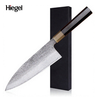 Couteau de chef professionnel japonais en acier Damas, style vintage, manche en bois d'olivier, écologique, pour trancher le saumon, le sashimi et la viande