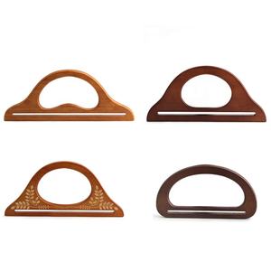 Asas clásicas de madera maciza en D para marco superior de <span class=keywords><strong>bolsa</strong></span> DIY con cierre de beso, accesorios de Hardware para monedero - Product Image 3