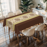 Nappe de table carrée contemporaine marron RNPT, design élégant, nappe en PVC souple pour table basse ou fête