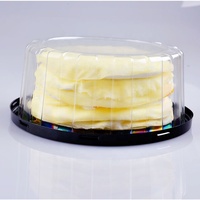 Boîtes à gâteaux rondes jetables en plastique PET empilables de 11 à 12 pouces, boîtes d'emballage pour gâteaux de boulangerie à emporter avec couvercle transparent