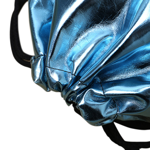 Metallic PU <b>Leather</b> Drawstring <b>Backpack</b> Bag <b>for</b> <b>Men</b> Women Gym Sports Rucksack Outdoor Travel Bag - Product Image 5