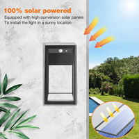 Lampe murale solaire LED extérieure vintage en aluminium moulé sous pression noir, étanche IP44, avec capteur de mouvement vers le bas, pour jardin, garantie 2 ans