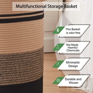 Cesta de almacenamiento de alta calidad, cesta de Manta tejida de cuerda de algodón multifuncional plegable <span class=keywords><strong>para</strong></span> limpiar juguetes <span class=keywords><strong>para</strong></span> el salón - Product Image 4