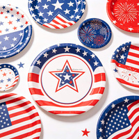 Assiettes en papier du 4 juillet, rouge, blanc et bleu, vaisselle jetable pour les fêtes de barbecue