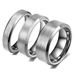 Tungsten Steel Couple Ring 4mm 6mm 8mm <b>Brushed</b> Finish Wedding Band Unisex Jewelry - Product Image 1