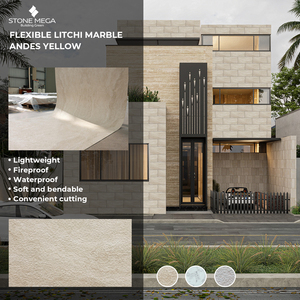Carrelage en pierre flexible MCM Litchi pour extérieur, décoration murale moderne, carrelage en porcelaine, plaque de pierre flexible pour revêtement de façade extérieure - Product Image 2