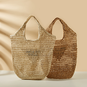 Bolsos de Paja Tejidos a <span class=keywords><strong>Crochet</strong></span>, <span class=keywords><strong>Bolso</strong></span> de Playa de Verano, Estilo <span class=keywords><strong>Hippie</strong></span>, Tejido de Malla, Plegable, Bordado, con Cadenas, para Vacaciones en la Playa, Ropa de Mujer - Product Image 6