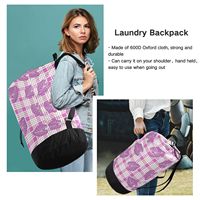 Panier à linge portable de grande taille avec motif Hawaïen Palaka rose, imprimé Aloha Kalo, sac à linge avec bretelles