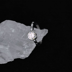 <b>Crystal</b> <b>Ring</b> Bezel Setting Round Zircon Unisex Engagement Jewelry Geometric Design - Product Image 1