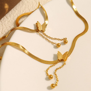 Collier papillon plaqué or 18 carats pour femmes, style coréen, bijoux élégants, cadeau - Product Image 2