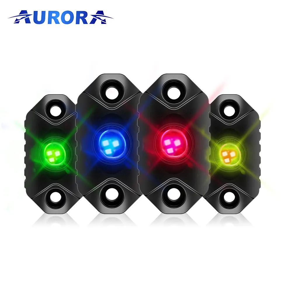 AURORA Patent Design cinque colori LED Pod Light 2 pollici RGB Led Rock Light Kit per camion