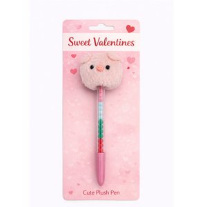 Bolígrafo de gel Nicher Cute Pig Plush con pompones coloridos, cuerpo rosa, tinta multicolor, para uso en oficina y escuela, escritura segura y divertida. - Product Image 5