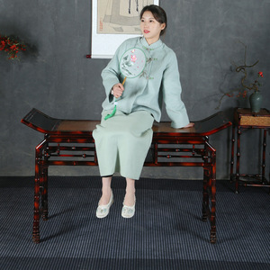Chinese Bamboo Console Table Tang Style Handmade Entrance Table Wall Mounted Long Table - Product Image 3