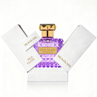 Flacon de parfum carré haut de gamme 50ml 100ml en verre avec plaque métallique, flacon de parfum vide avec couvercle en Zamac et boîte