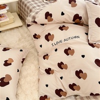 Ensemble de literie en tissu sergé de coton personnalisable style Ins années 40, vente en gros, comprenant housse de couette, drap et jupe de lit, ensemble trois pièces pour étudiant