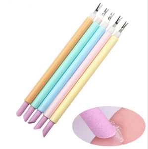 ชุดแปรงแต่งเล็บ 5 ชิ้น 5 สี หัวฟองน้ำสองด้าน พร้อมที่ดันหนังกำพร้าสแตนเลส สำหรับทำเล็บมือแบบมืออาชีพ - Product Image 1