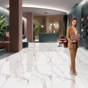 Statuario Pearl White Veins 24x48 Inch Glazed Porcelain Tiles for Elegant <b>Wall</b> & Floor Spaces - Product Image 6