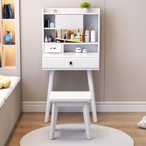 Solid Wood Dressing <b>Table</b> With Lighted <b>Mirror</b> Bedroom <b>Vanity</b> Nordic Style Simple Storage Adult Children Use - Product Image 2