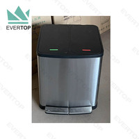 Poubelle à pédale PD-D02 SS 30L Poubelle à double pédale 15L * 2 Poubelle à pédale domestique pour hôtel de bureau avec 2 poubelles