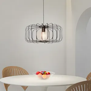 Lampes suspendues de ferme Luminaire de plafond suspendu en cage industrielle noire moderne