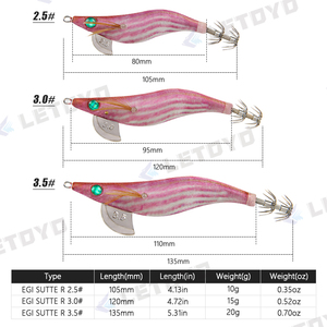 LETOYO Mồi Câu Mực <span class=keywords><strong>2</strong></span>.5 #3.0 #3.5 # Mồi Câu Tôm Nhân Tạo Với Lưỡi Câu Mực Mồi Câu Cá Biển Bạch Tuộc Egi - Product Image 2